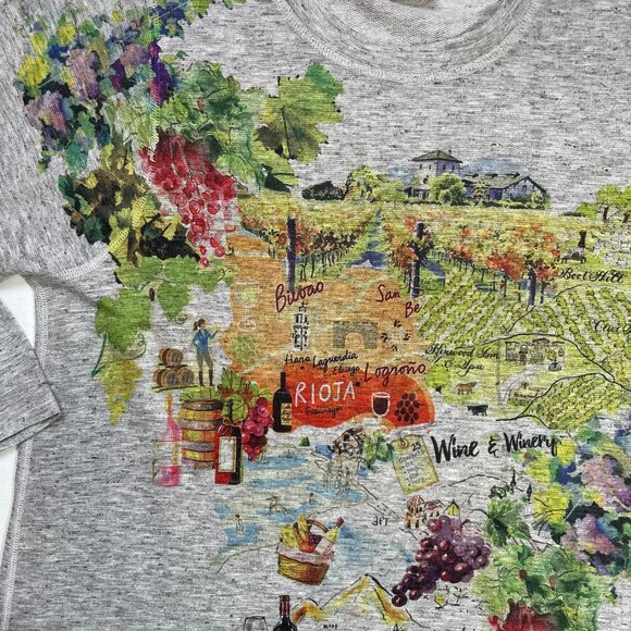 Inoah Winery Graphic Round Neck Jersey Tunic Elbow Sleeves Size L - Picture 4 of 13